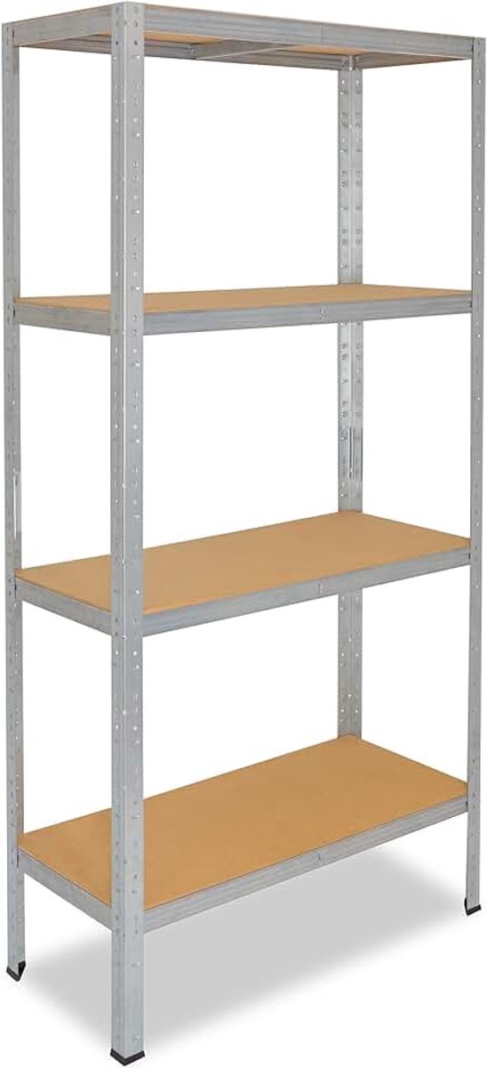 Shelfplaza Home 155x40x23cm metalen stellingkast verzinkt: 4x175kg | stellingen Berging stelling Garagekast Metalen opslagstelling Opbergstelling Zware stelling Opslagrek Garage stelling