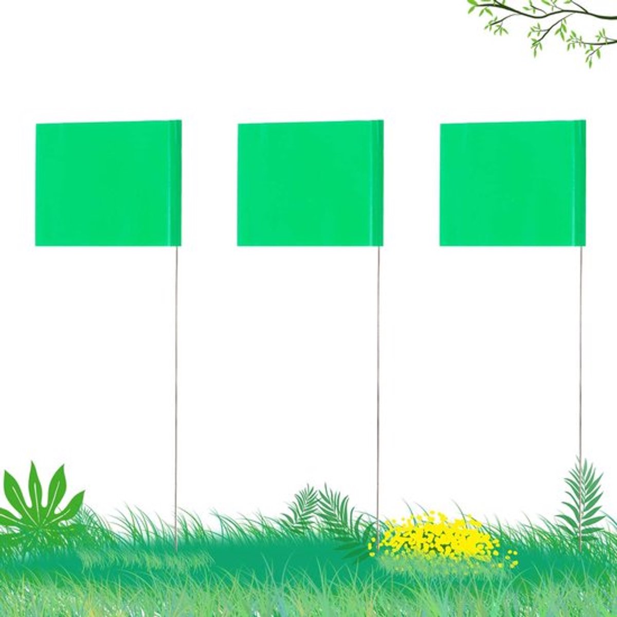 3 inch ringvlaggen - 42 stuks draadvlagmarkers met 30 cm stalen paal - vinyl ringvlag voor nutsvoorzieningen - riolering - landmeetkundige - 2x