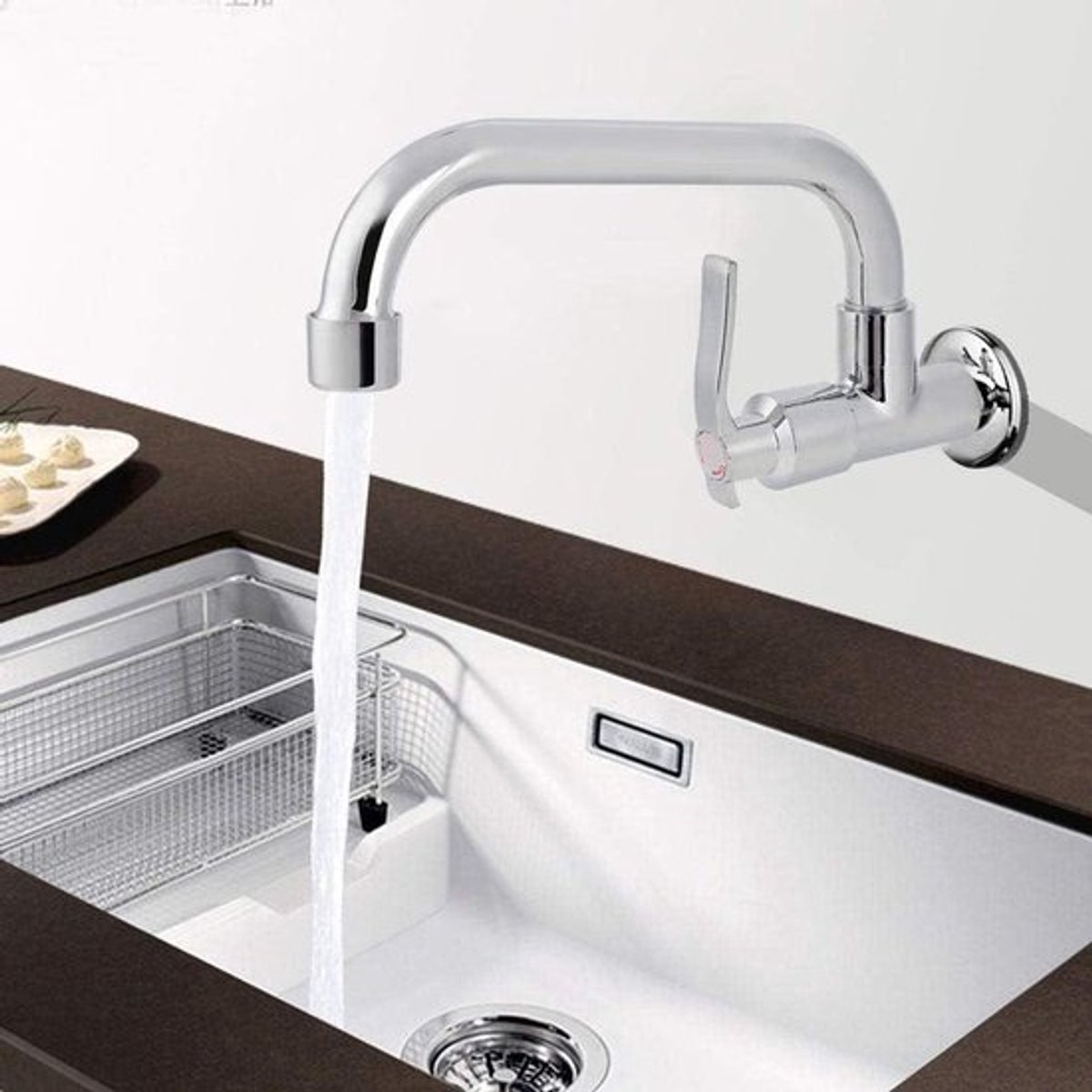 Koperen Wandmontage Koudwaterkraan voor Thuiskeuken Gebruik 20cm Langwerpige Handgreep