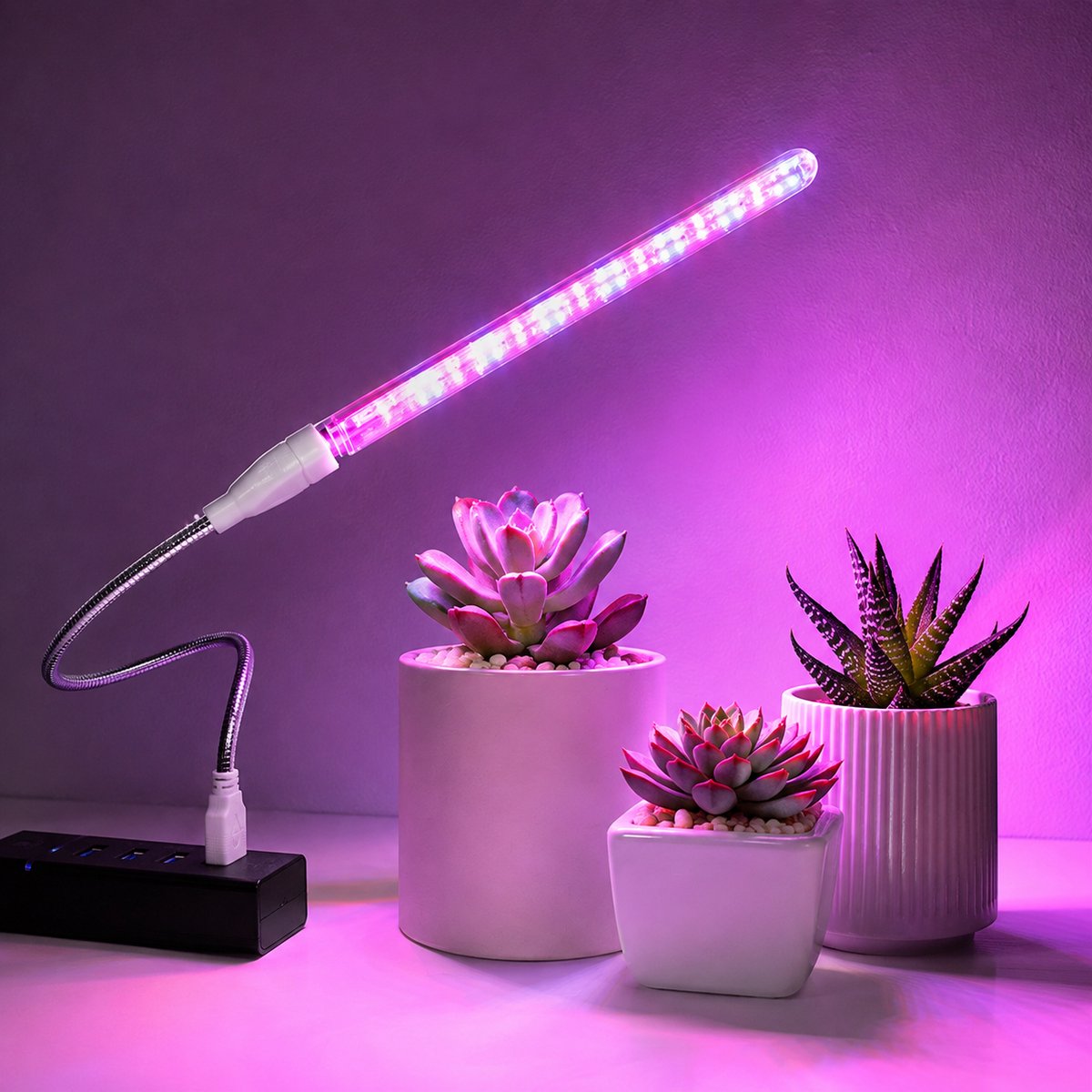 MUPOO Groeilamp voor Planten - 18 LED Kweeklampen met USB - Rood-Blauw Groeilicht voor Succulenten, Stekken en Kleine Potplanten - 18 cm - 2 Stuks