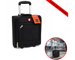 Swiss Traveller Underseater Koffer 24L - Handbagage Koffer 40 × 30 × 20 cm - Met Cijferslot en Trekstang - Geschikt voor Handbagage - Trolley Handbagage - Zwart