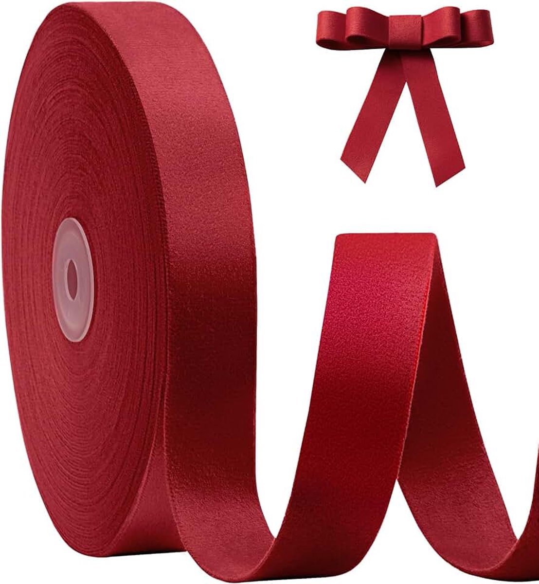 Fluwelen lint dubbel geconfronteerd 1 Inch x 20 Yard rood lint voor kerstboom ornamenten krans geschenkverpakking boog maken en bruiloft decoratie