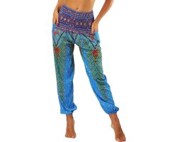 Vrouwen Hippie Baggy Thaise Yoga broek met zakken Elastische hoge taille Genie Harem Broek Aladin Summer Beach