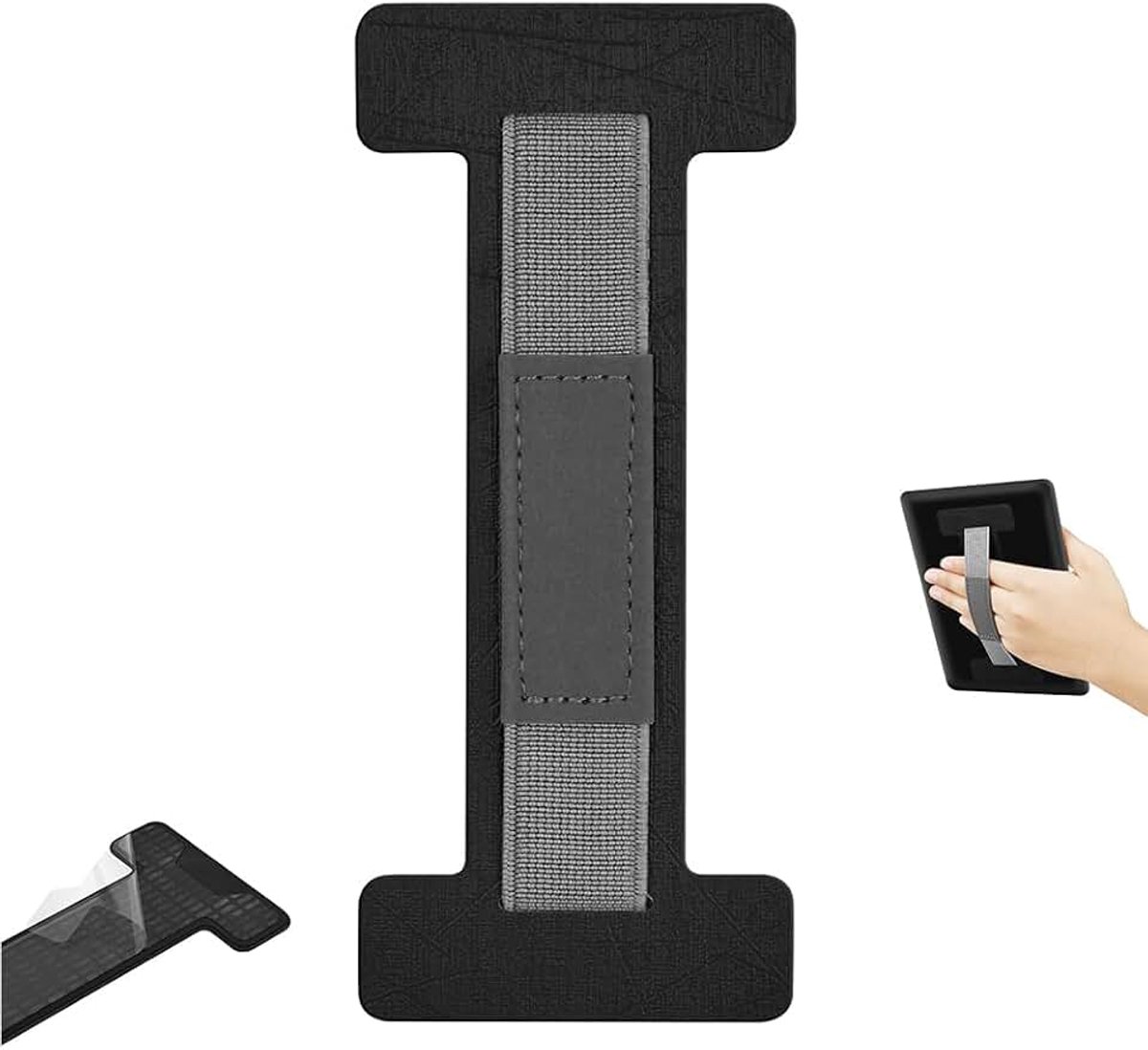 Zelfklevende Type-Ɪ handriem, geschikt voor Kindle, iPad, Kobo, BOOX en andere apparaten, PU-materiaal eenvoudige stijl handriem met zijdetextuurontwerp