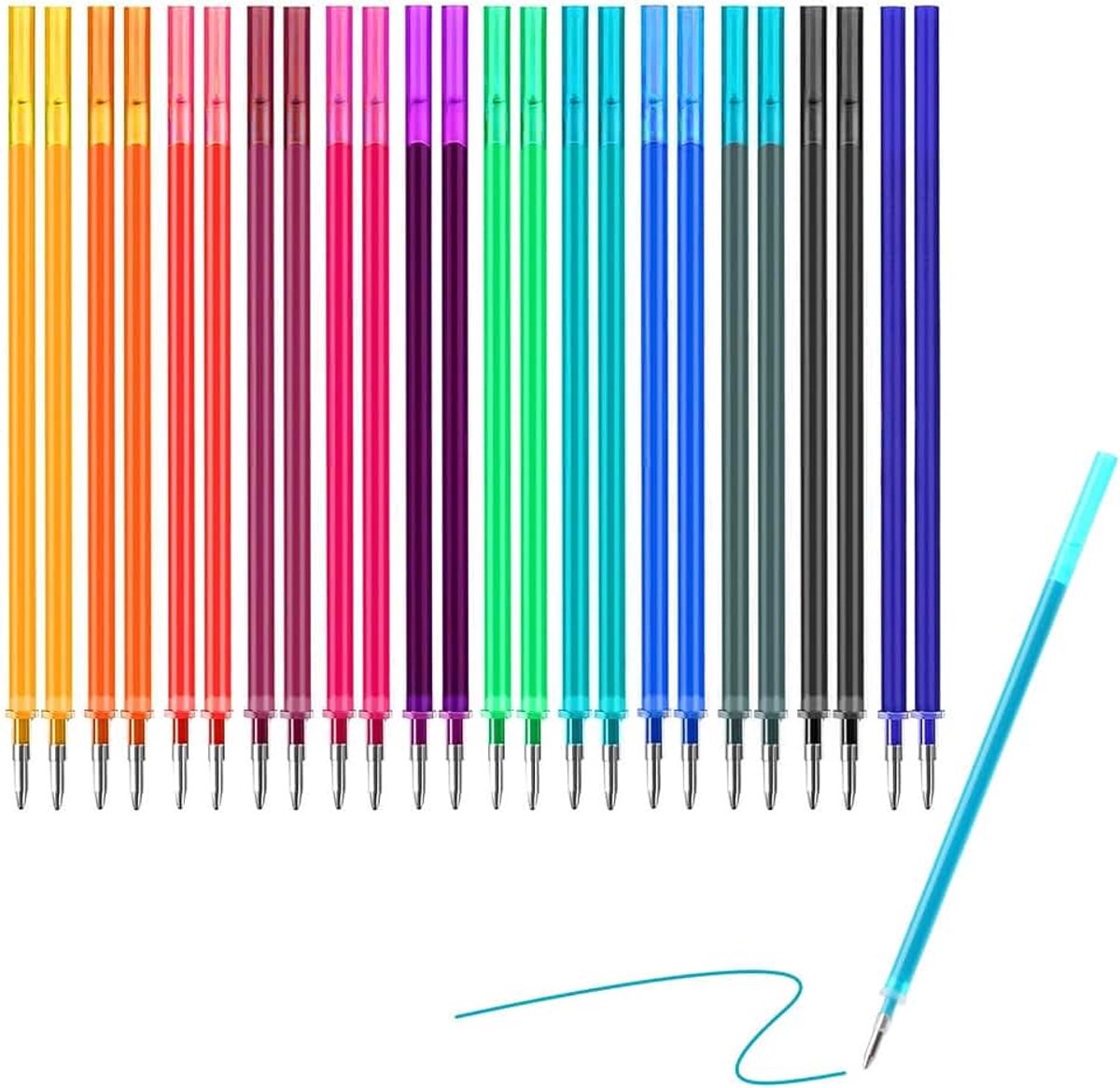 24 x reservevullingen, uitwisbaar, meerkleurig, compatibel met Legami, punt 0,7 mm, hoogte 13 cm, warmtegevoelige gelinkt, zacht schrijven, navulverpakking voor gelpen, uitwisbaar, ideaal voor kantoor