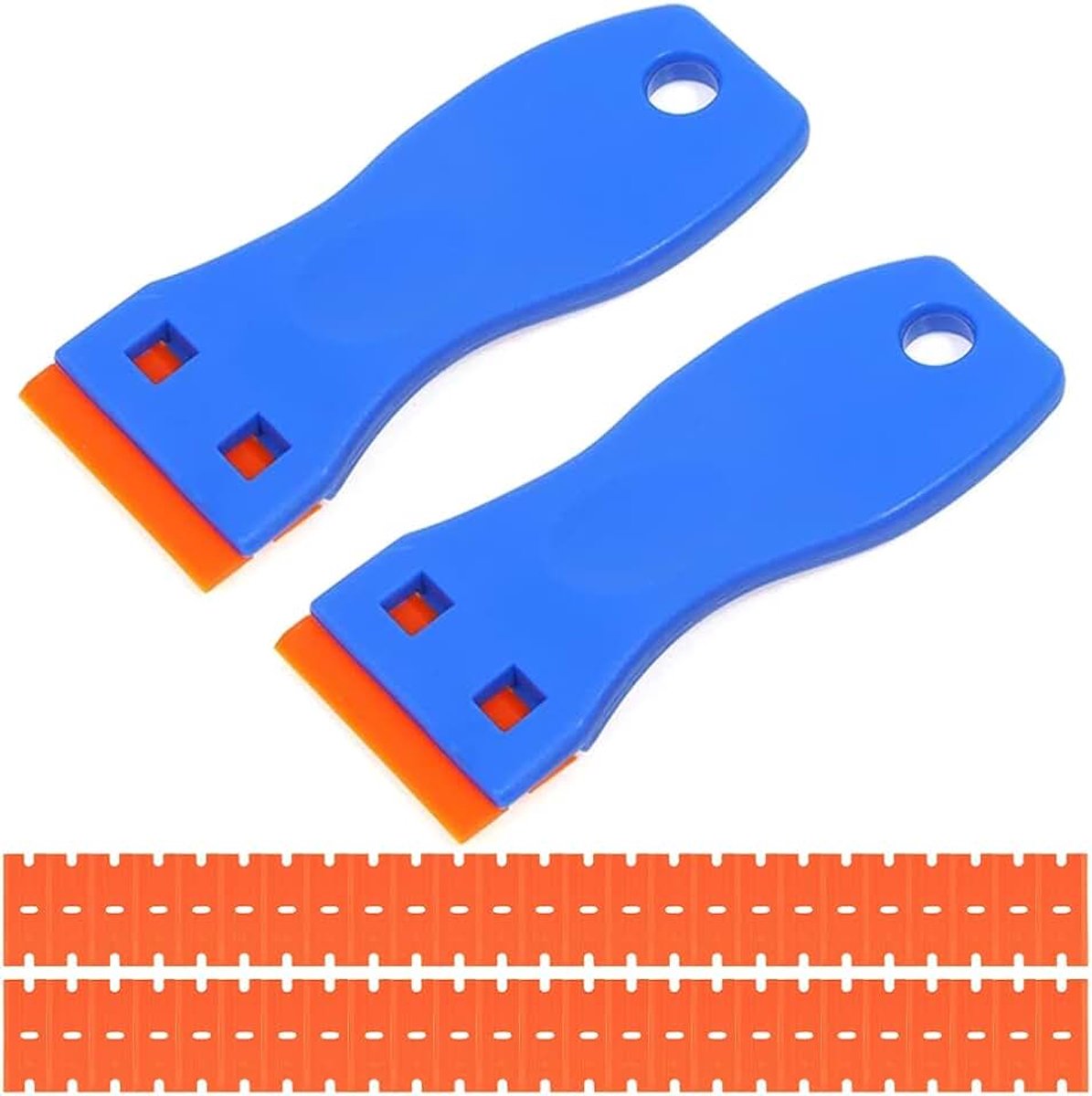 2 Stuks Schraper Gereedschap Met 50 Stuks Plastic Scheermes Schraper Reiniging Schraper Remover Voor Stickers Decals Zelfklevende Etiketten Verf Glas Auto