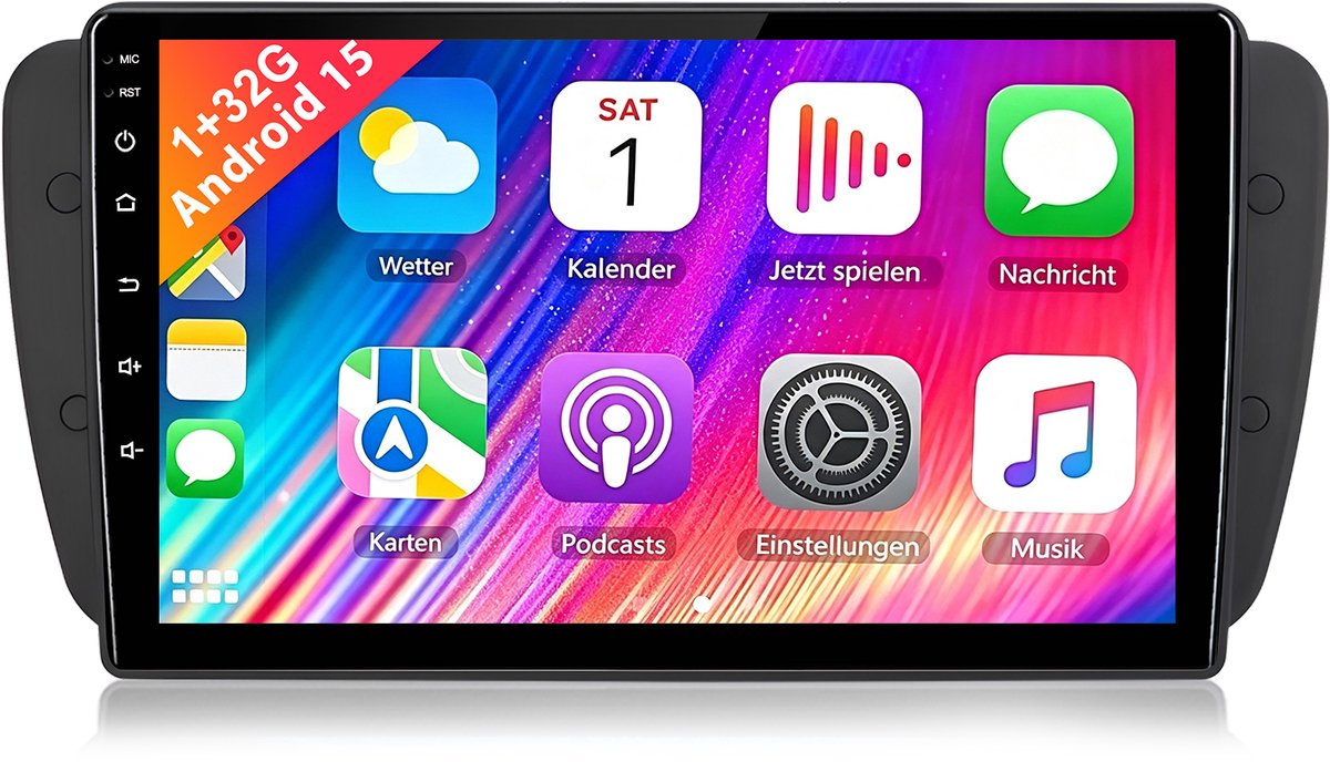 Cestovet Autoradio - Geschikt Voor Seat Ibiza IV 6J 2009 t/m 2013 - Android 15.0 Systeem - 1+32GB - 9 inch HD touchscreen - Radio Scherm