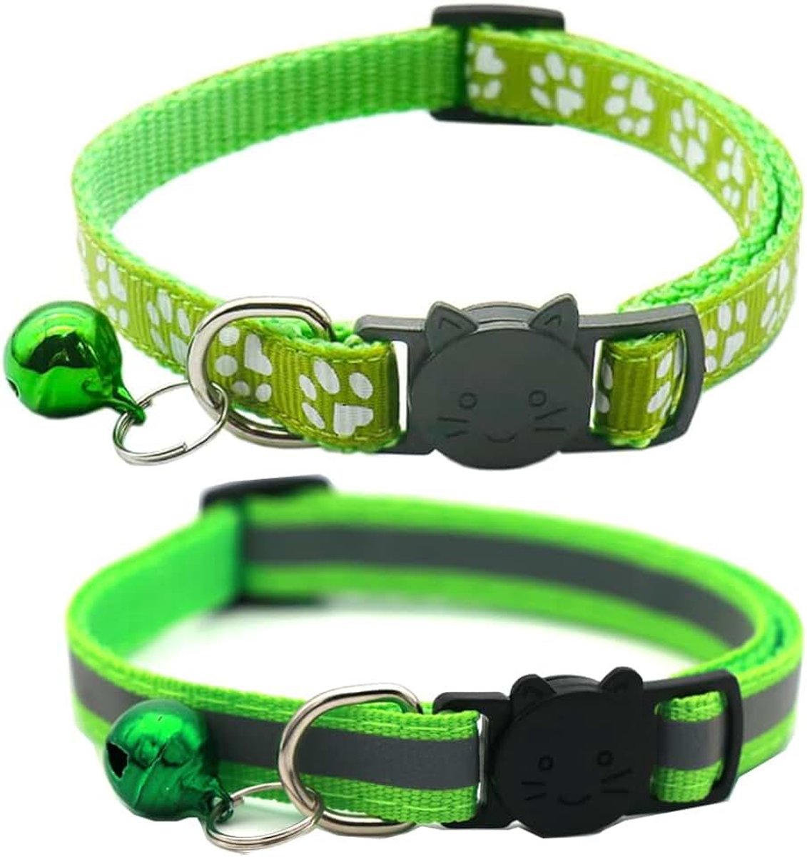 Halsbanden Quick Release reflecterende kitten halsband met bel (lichtgroen)