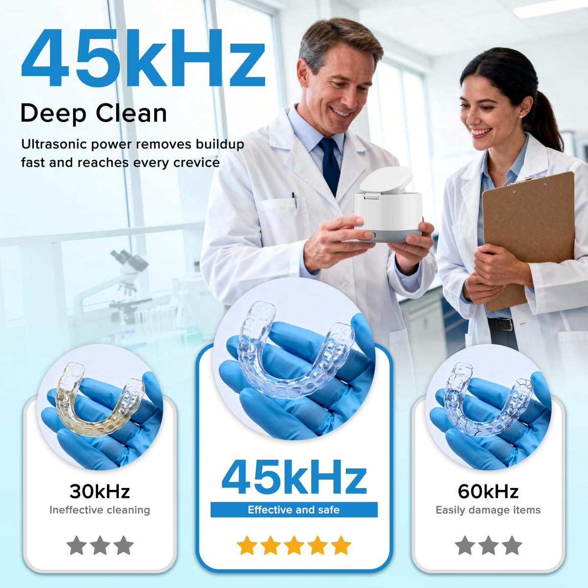 Ultrasone reiniger retainer met UV-C - 45 kHz dieptereiniging - effectief en hygiënisch - m-winkel