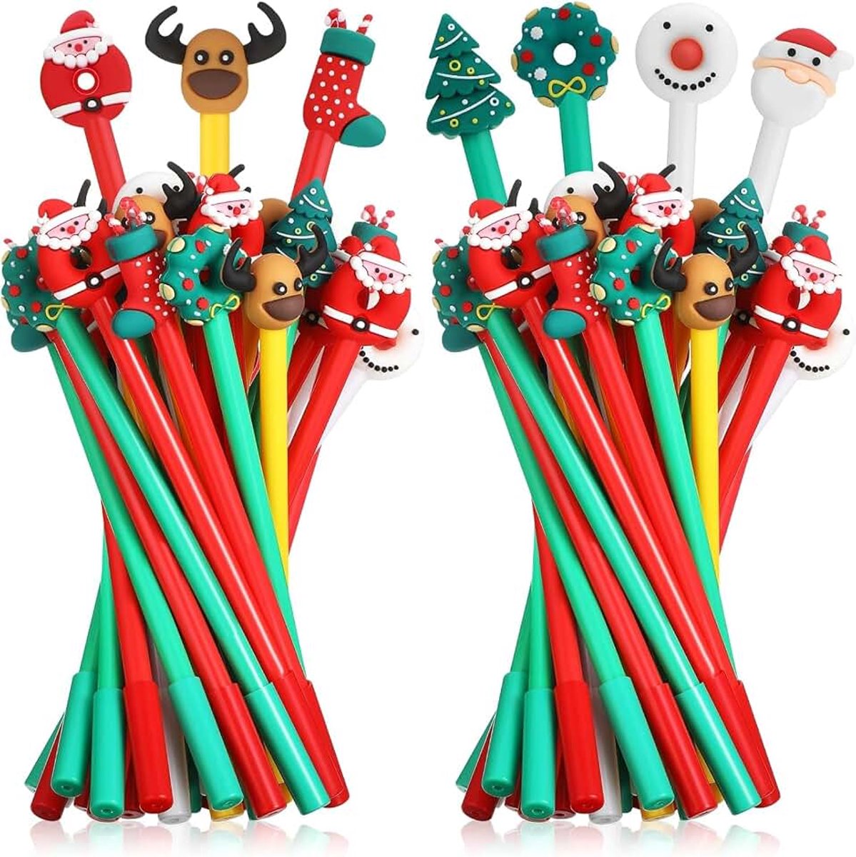 Gelpennen Kerstmis cartoons gelpennen set, 7 stijlen schattige balpennen, 0,5 mm zwarte gel inktstiften, sneeuwpop kerstman kerstboom kerstpennen