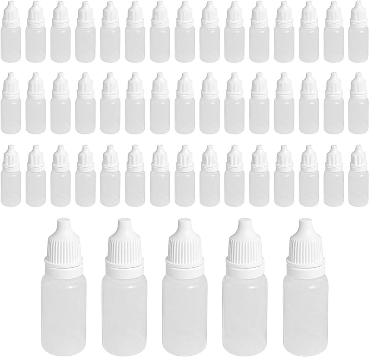 Erioctry 50 stuks 8 ml lege plastic druppelaar druppelflessen (druppels plug kan verwijderbaar) draagbare plastic fles oog vloeibare druppelaar navulbare flessen containers (8 ml)