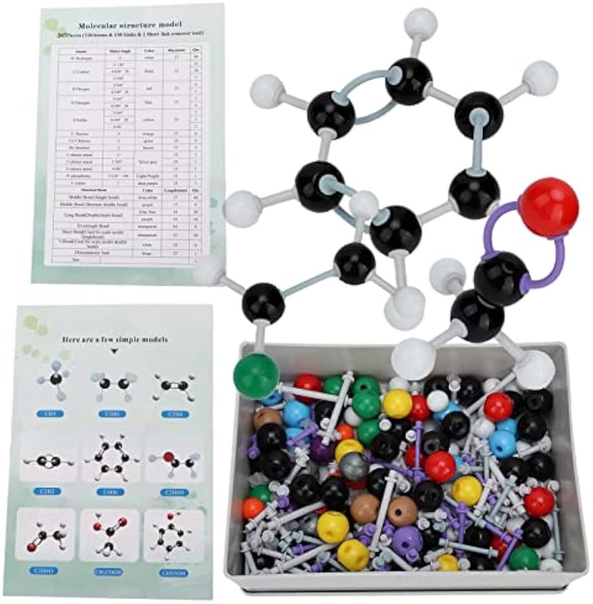 267-delige Moleculaire Modelkit Moleculaire Structuurmodelset Organische Chemie Modelkit Duurzame Moleculaire Anorganische Organische Structuurmodelset met atoom- en Linktool