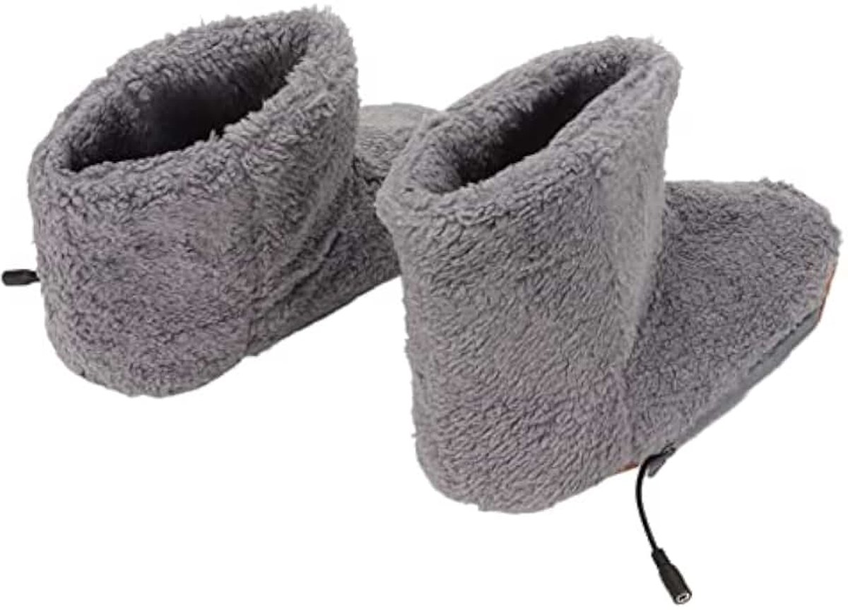 Opladen Verwarmde Voetwarmer, Zachte Ontspannende Elektrische Pluche Warming Schoenen voor Koud Winter Comfort, Elektrische Verwarming Booties (Grijs)