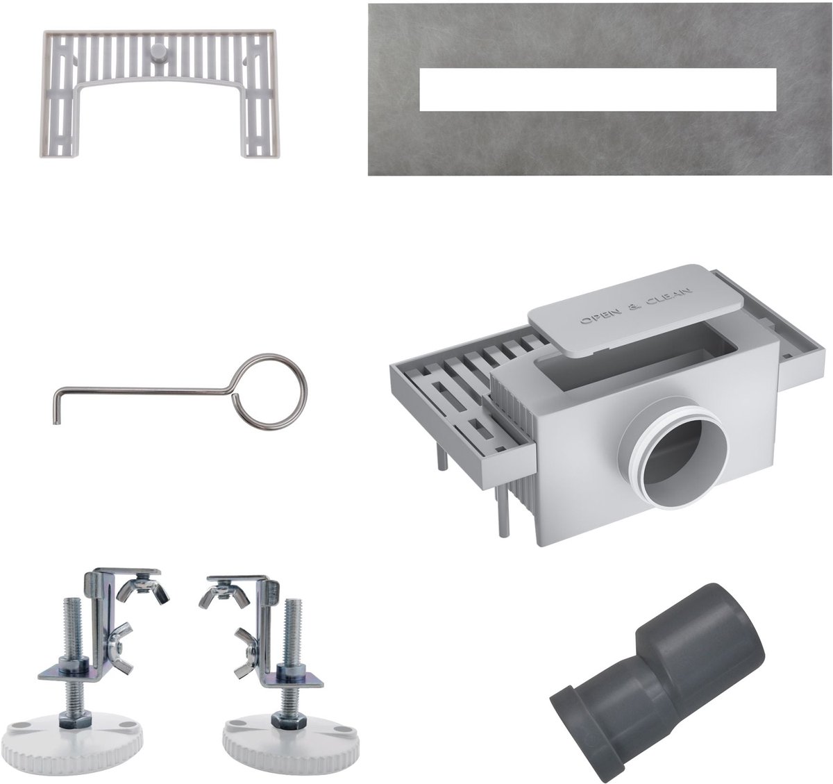 ALONI douchegoot met tegelrooster – 100 cm – geborsteld RVS – inclusief sifon en installatieset