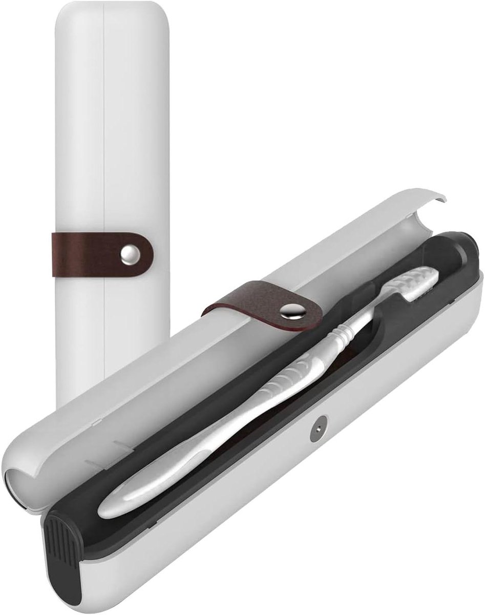 Tandenborstel Sterilisator - Reis Case - Hygiënisch Tandenpoetsen - UV-C Desinfectie - 23.8 cm - Wit