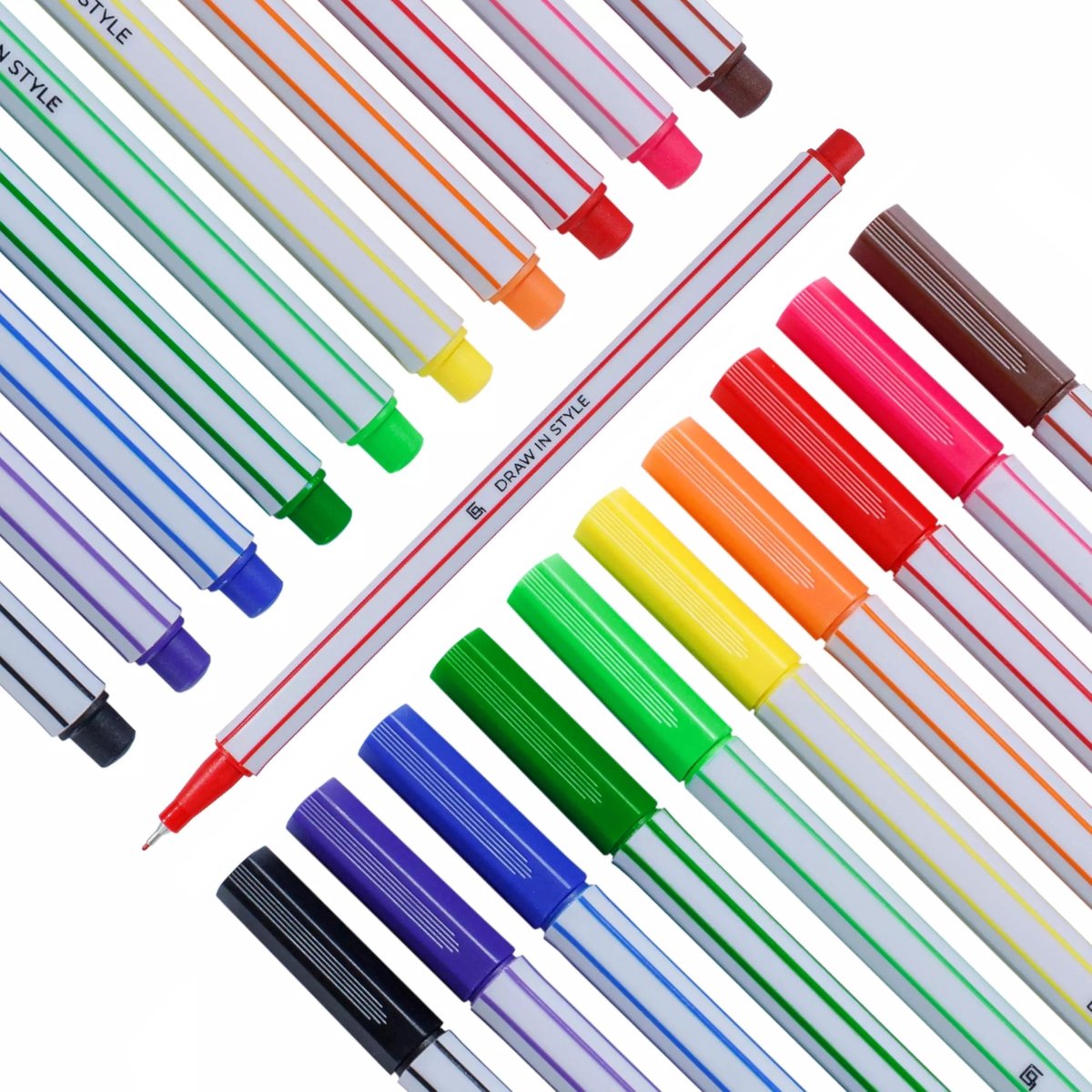 Fineliners – fijne 0,4 mm punt – metalen versterkte vezelpunt – viltstiften voor nauwkeurig schrijven, tekenen en kleuren – voor kantoor, school, universiteit en thuis