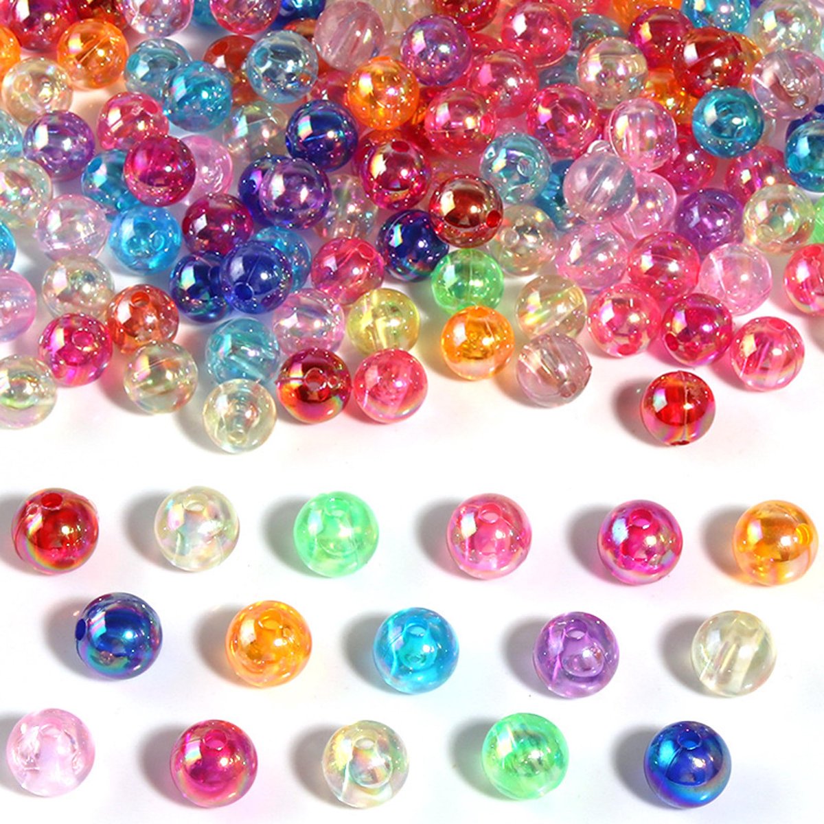 Acrylkralen, 800 stuks kralen om te rijgen, kleurrijke knutselkralen, grote kralen, 8 mm, ronde knutselkralen om te rijgen, voor doe-het-zelf sieraden, armbanden, halskettingen knutselen