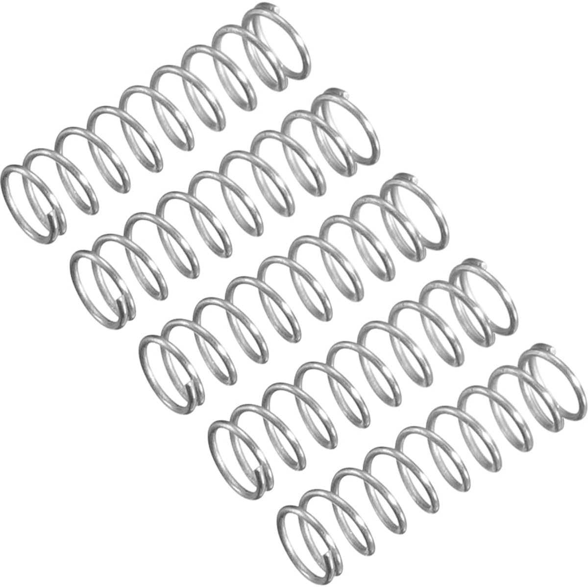 Drukveren, spiraalveren, 5 stuks miniveren 304 van roestvrij staal, specificaties veren 3,5 mm buitendiameter, 0,2 mm draadgrootte, 10 mm vrije lengte, zilverkleur