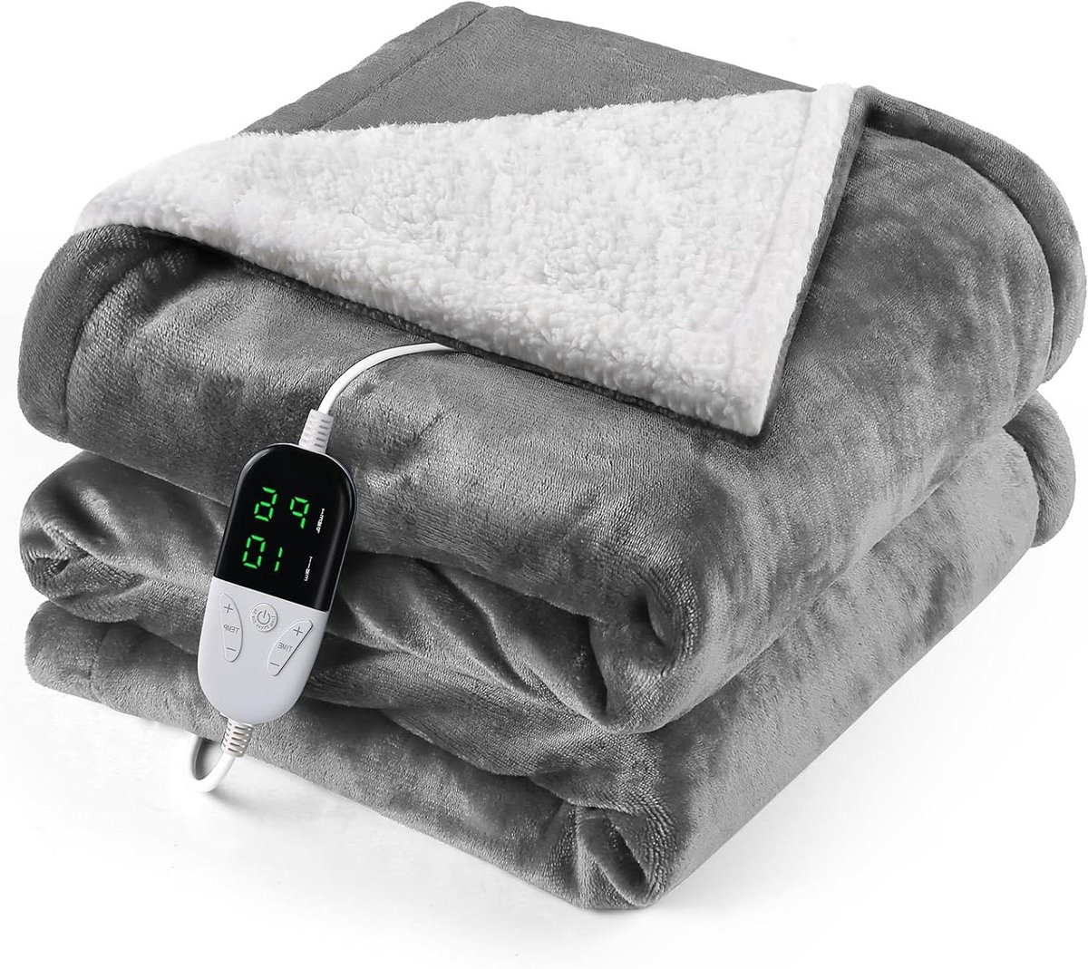 Verwarmde deken - Elektrisch deken - Warm blijven - 6 warmtestanden - 133 x 155 cm - Grijs