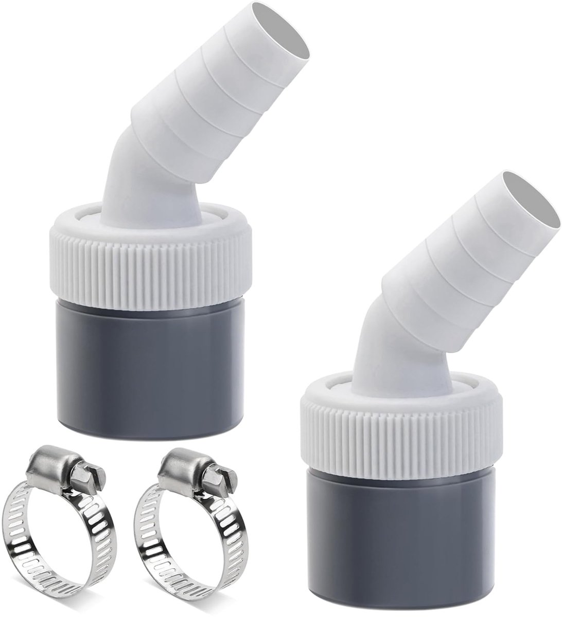 Afvoerslang wasmachine en vaatwasser, ingang Ø 18-24 mm en uitgang Ø 40 mm, met 2 slangklemmen, voor afvoer wasmachine, droger, vaatwasser