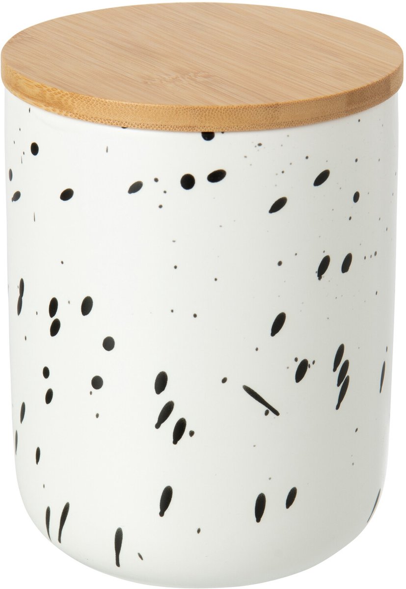 J-Line Doos met stippen - steengoed - wit/zwart - large
