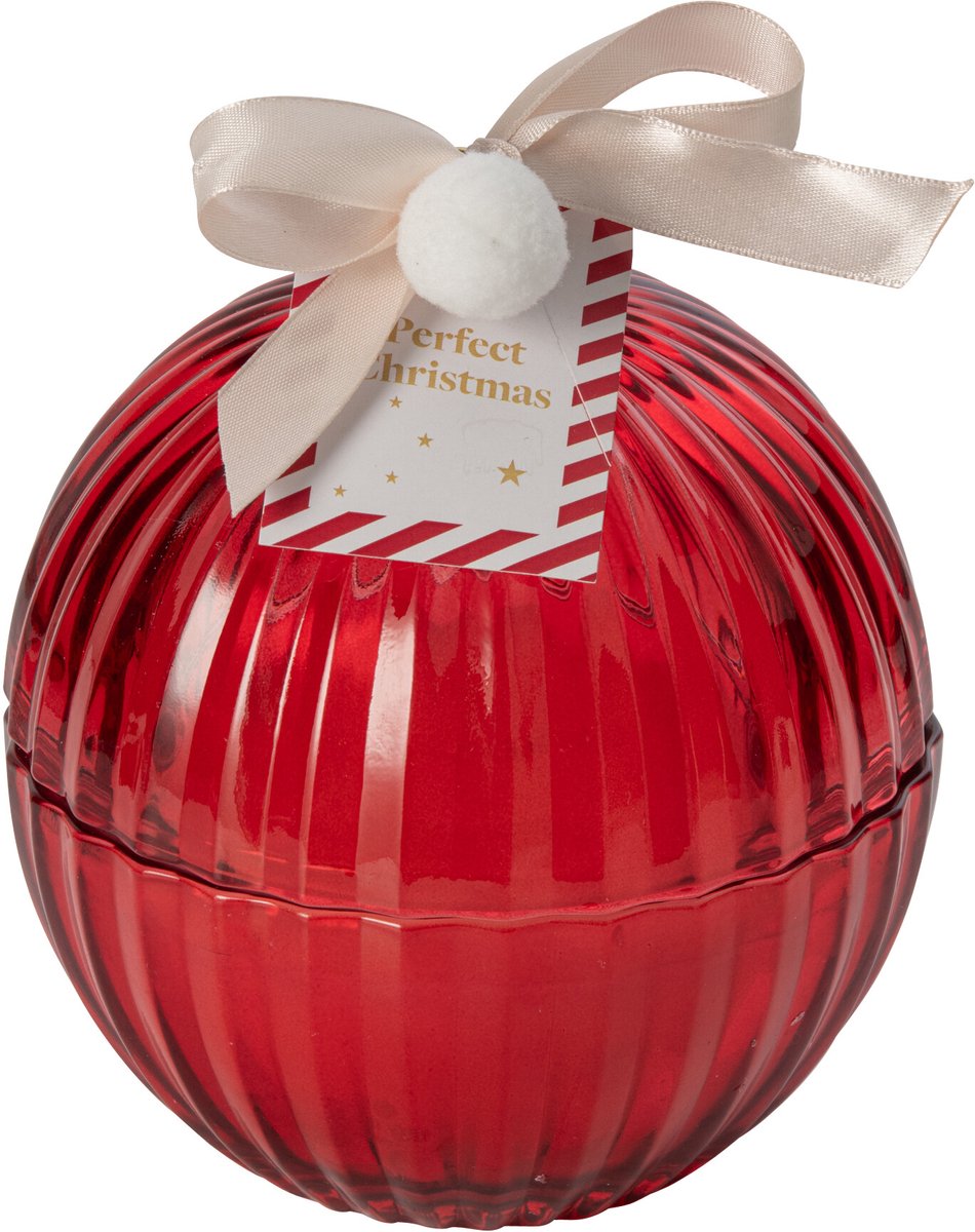 J-Line Kerstbalkaars - glas - kerstrood - large