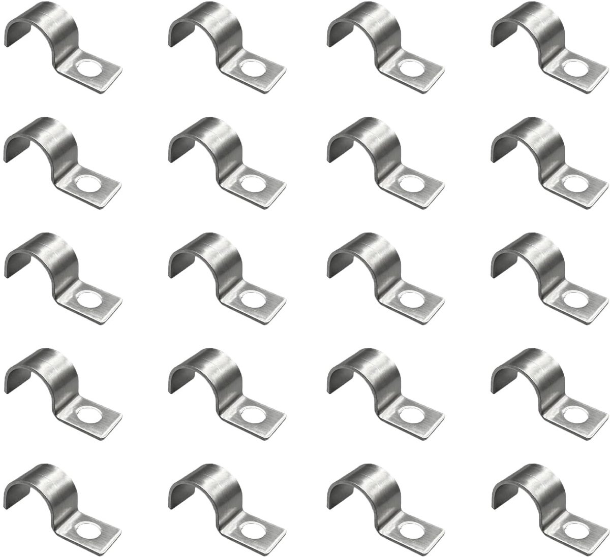 20 Stuks Verzinkt Rvs Pijp Fasten Houder Pijp Clip, Enkele Gat Buisklem, U-Buisklemmen, Roestvrijstalen Bevestigingsklem, voor Pijplijn, Elektrische Leiding, Lege Buisbevestiging