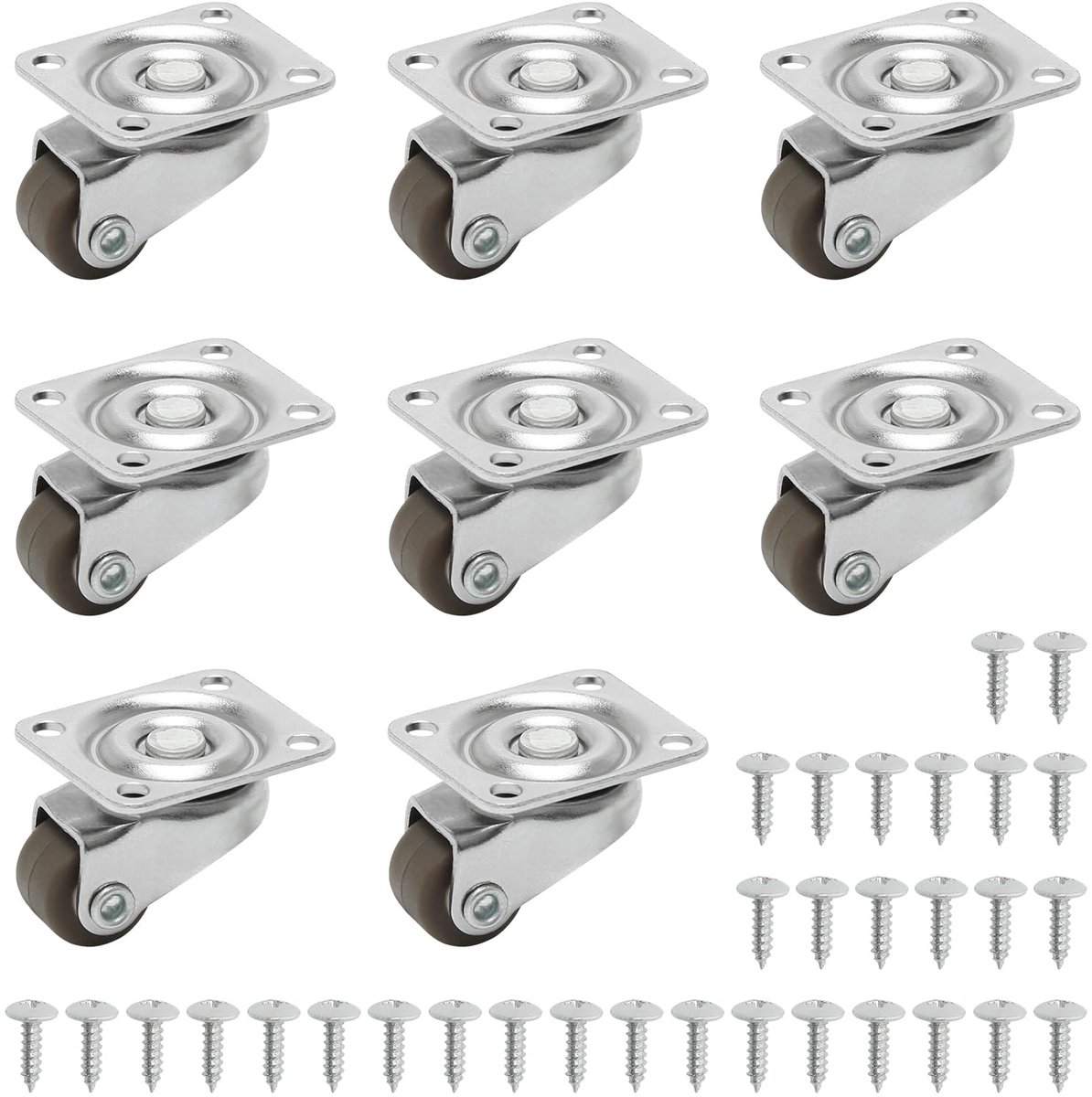 8 stuks 1,2 cm mini-rollen voor koffiezetapparaat Keukenapparatuur Laag profiel 360° draaibare trolleywielen Rubberen stille wielen voor meubels, doe-het-zelfprojecten, mobiele lade