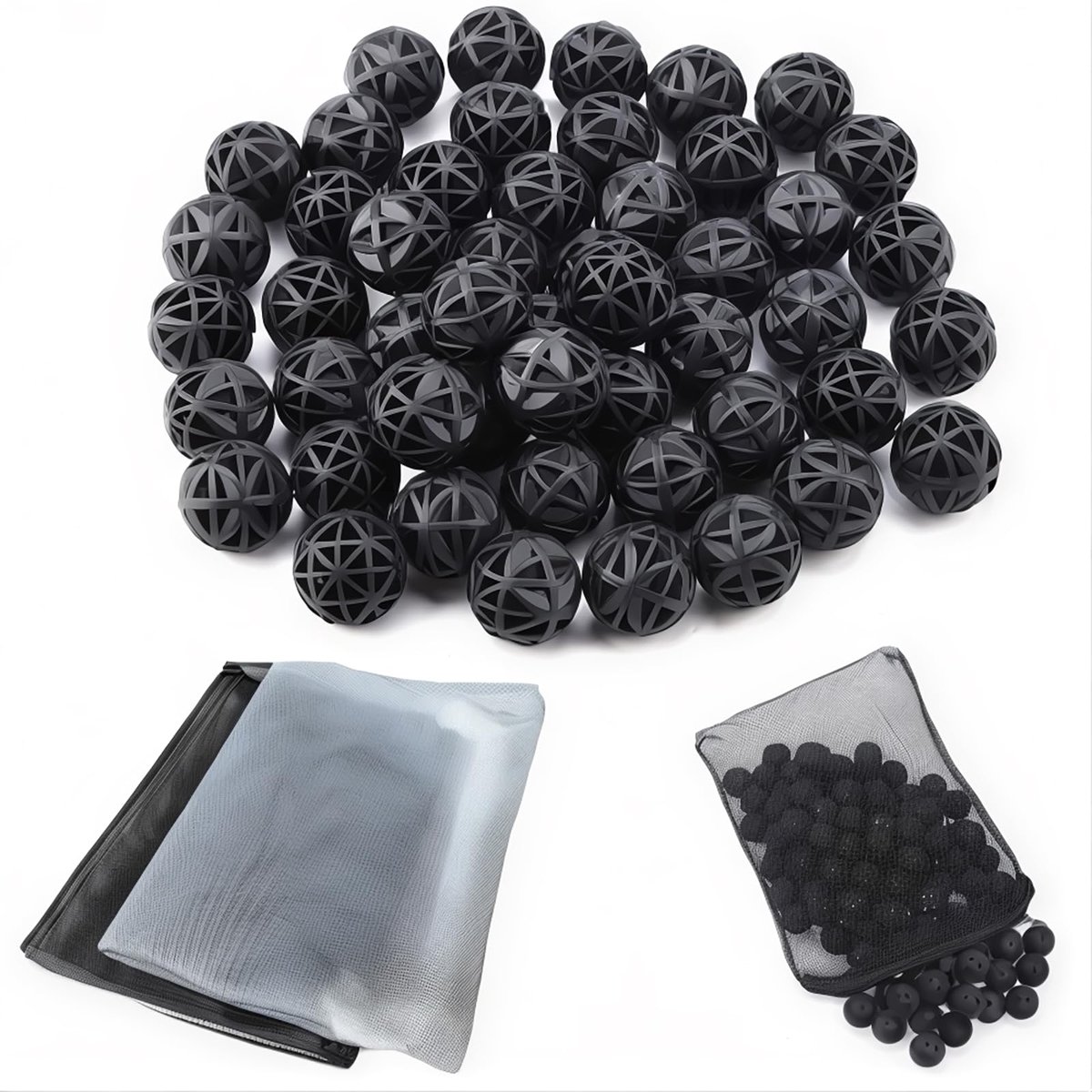 90 stuks biologische filterballen, filtermedium BalanceBalls, biologisch poreuze filter, biochemische bal, diameter van 18 mm, vermindert het aantal waterverversing, 2 stuks