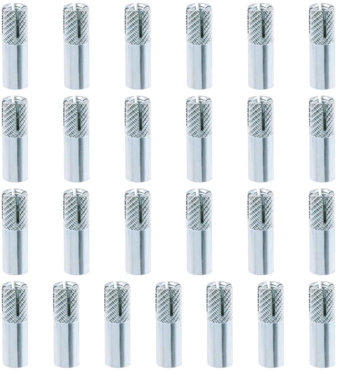 25 Stks 1/4 Inch Premium Verzinkt Koolstofstaal Beton Gekartelde Drop in Ankers Assortiment Kit, Uitbreidingsschroeven Interne Gedwongen Uitbreidingsbouten voor Massief Beton