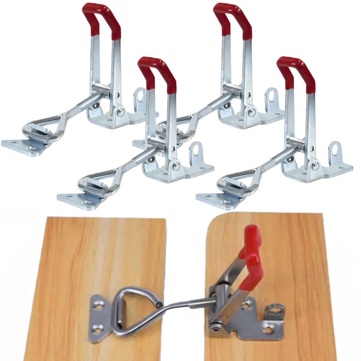 Verticale knieklemmen, 4 stuks, horizontaal handgereedschap, metalen klemmen, hefboomgereedschap, verstelbare hefboomsluiting, verstelbare haak met hefboomsluiting