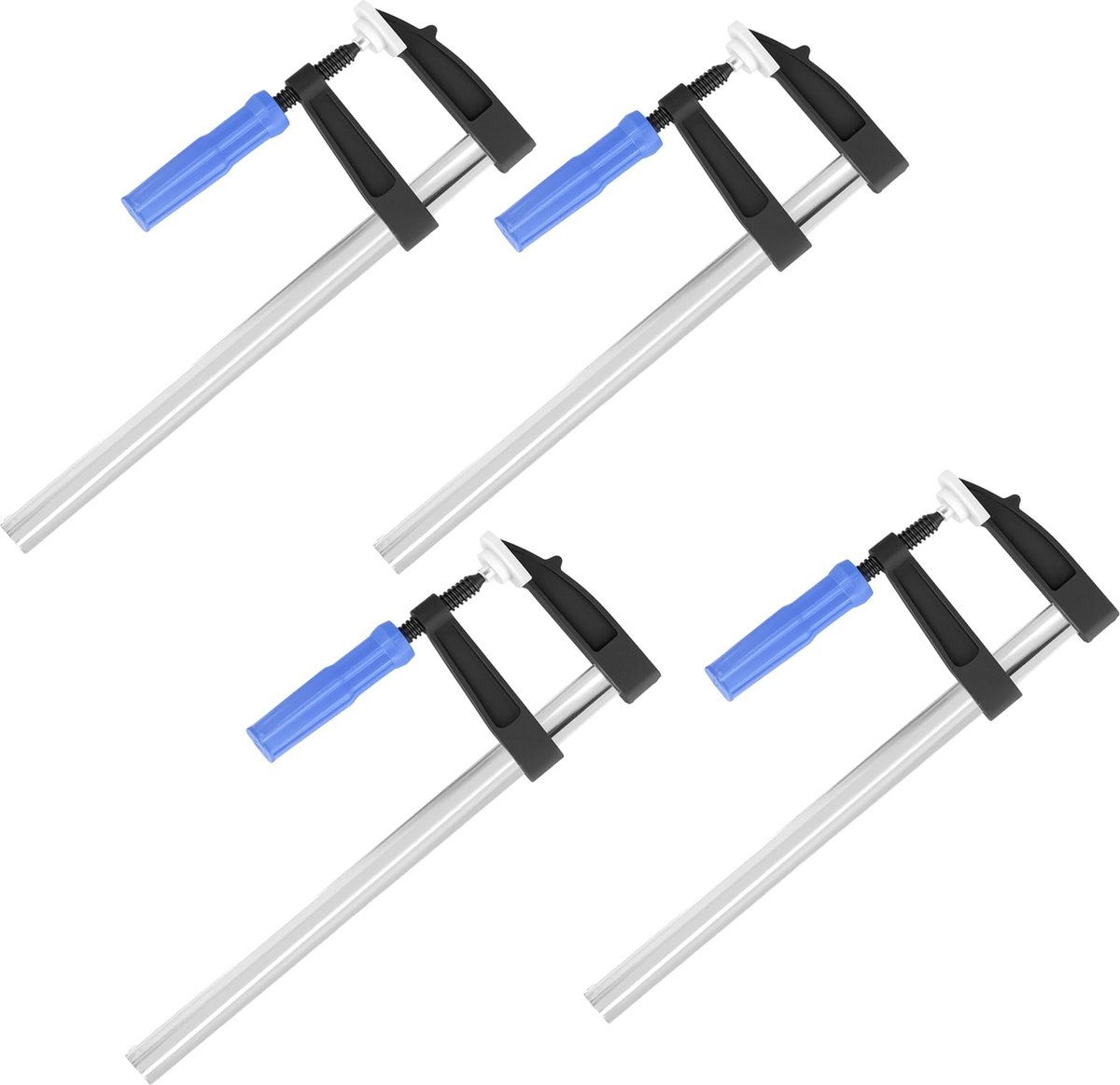 Set van 4 schroefklemmen, 300 mm spanwijdte, schroefklemmen voor meubelmontage, autoreparatie, houtbewerking, 80 mm uitlading, 270 kg spankracht