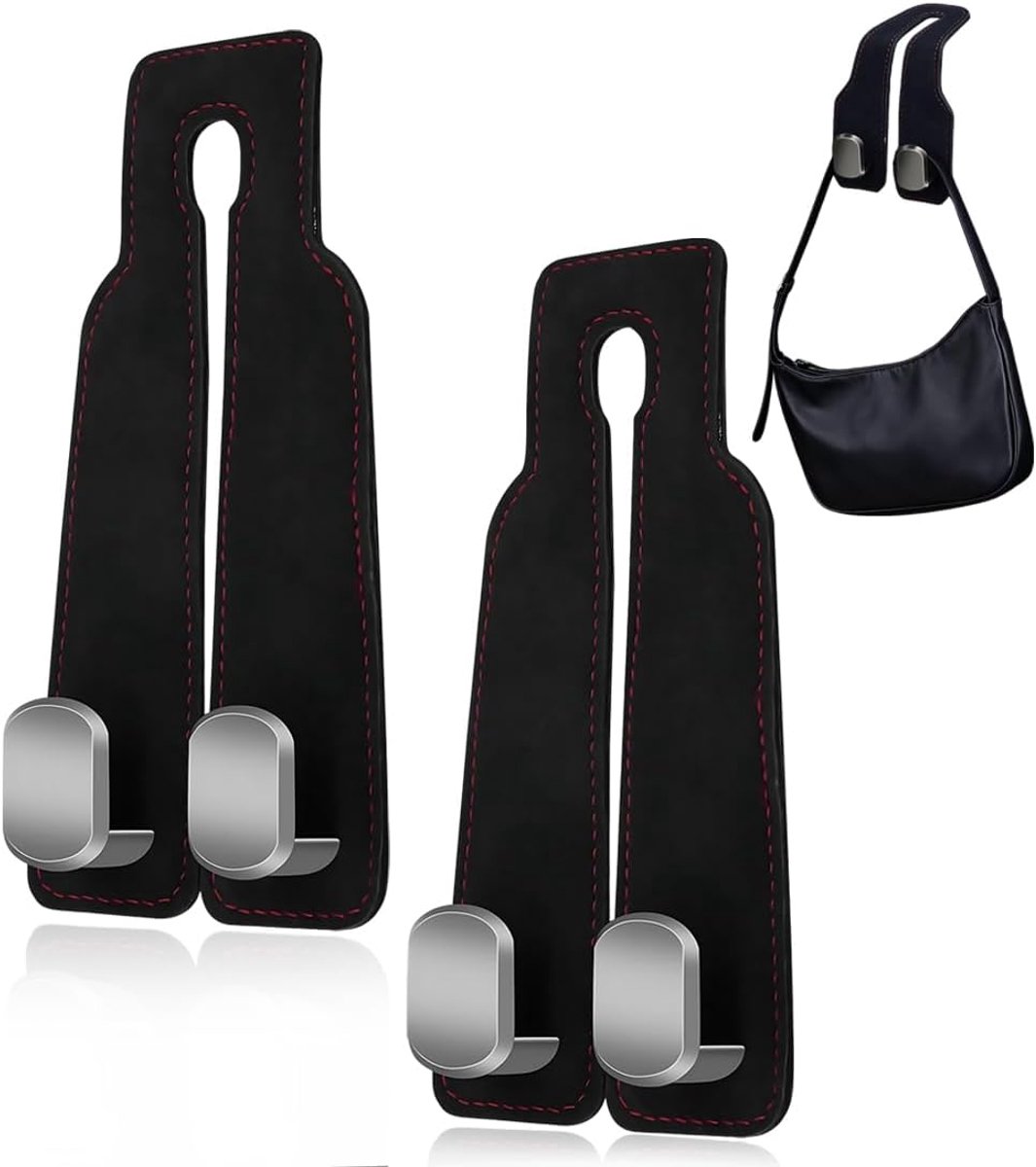 2 stuks haken voor hoofdsteun auto, haken voor achterbank, multifunctionele opberghaken voor handtassen, sleutels, paraplu's