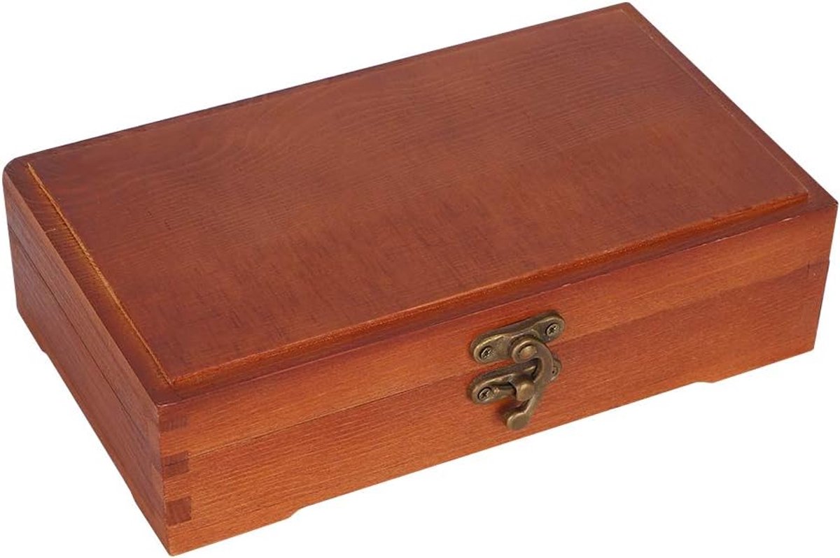 pennenbakje, houten traditionele schetsen massief houten pennenbakje Eenvoudig ongeverfd gereedschap Borsteldoos met slotsluiting voor kinderen Briefpapieropslag