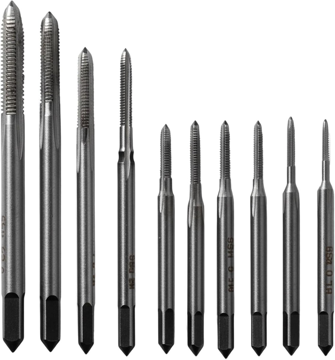 10 stuks metrische schroefdraadboorset, M1-M3.5, schroefdraadfrees, HSS metrische schroefdraadborenset, schroefdraadsnijder M2, schroefmoer tap en de set voor hout, kunststof, metaal