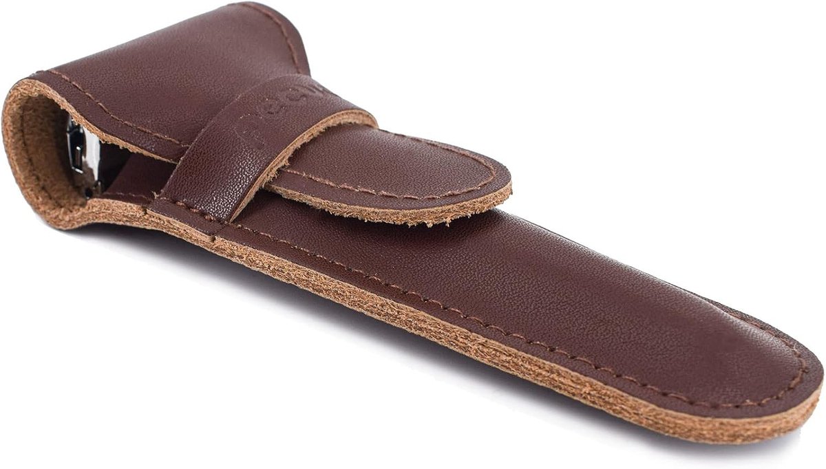 lederen veiligheidsscheermes lederen beschermende/reis etui voor alle veiligheidsscheermessen - Bruin scheermes etui houdt uw dubbelzijdige scheermes veilig., Bruin, Modieus