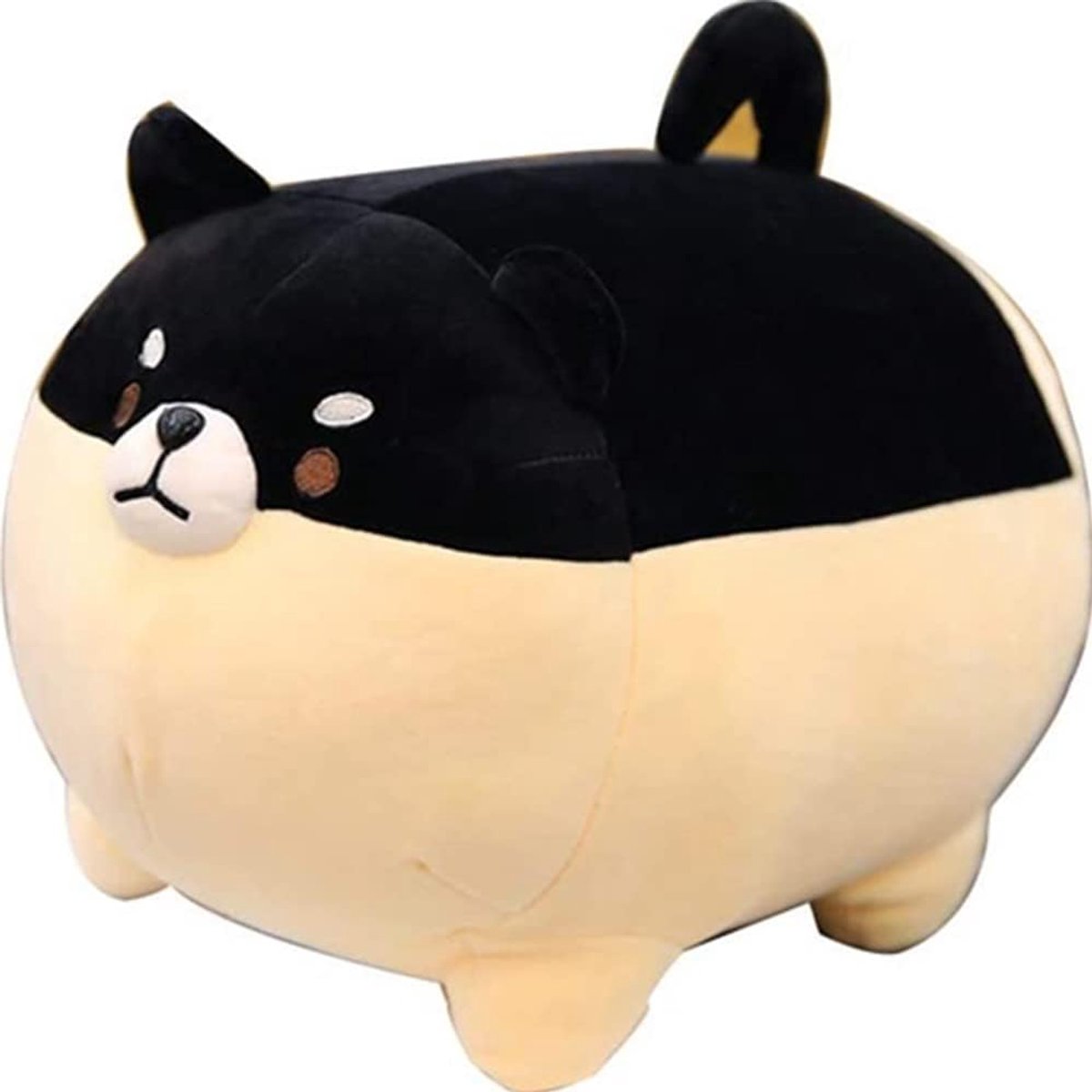 Pluche hondenspeelgoed, anime, Corgi, Kawaii pluche, zacht kussen, pluche speelgoed, geschenken voor meisjesjongen (40,6 cm, zwart)
