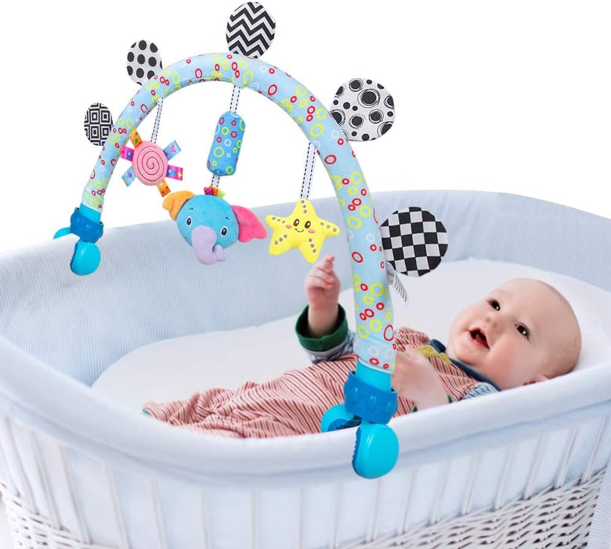 Baby bassinetspeelgoed, baby- en peuterspeelgoed voor wieg en kinderwagen, reisboog kinderwagenspeelgoed en kinderwagen activiteitsspeelgoed voor binnen en buiten