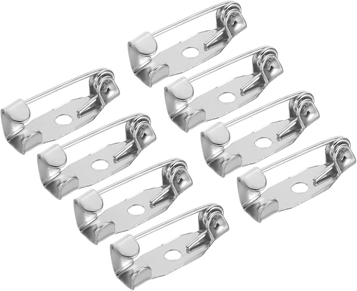 Sourcing map 50 stuks veiligheidsstangen pennen 15 mm broches sluiting naaldrug voor identiteitskaarten naamkaarten tags DIY handwerk zilverkleurig