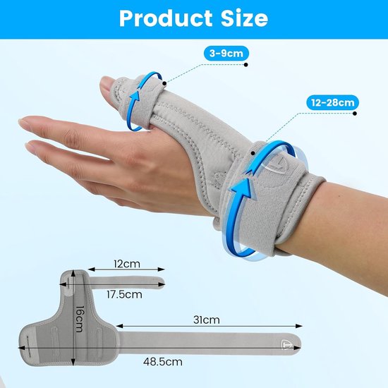Rechts en links polsbandages, verstelbare duimspalk voor vermindering van duimzadelgewricht, artritis, carpaal tunnelsyndroom, polspijn en vermoeidheid — afbeelding 4