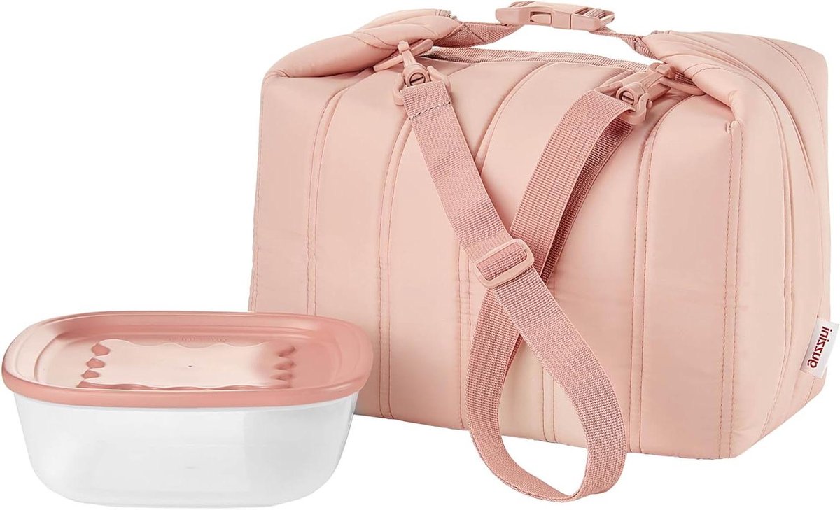 Koeltas Set - Lunchtas Isolatie - Maaltijd Vervoer - Met Bio Container - 1400cc Capaciteit - Roze