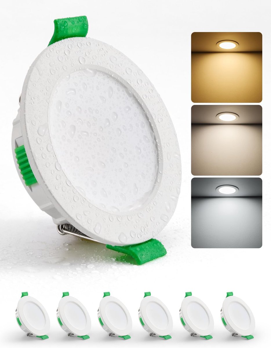 LED inbouwspots 230V 55mm – 78mm gatmaat, 4W LED spots warm wit neutraal wit koud wit, inbouwverlichting plafondspots inbouw ultra vlak IP44 voor badkamer, set van 6 stuks