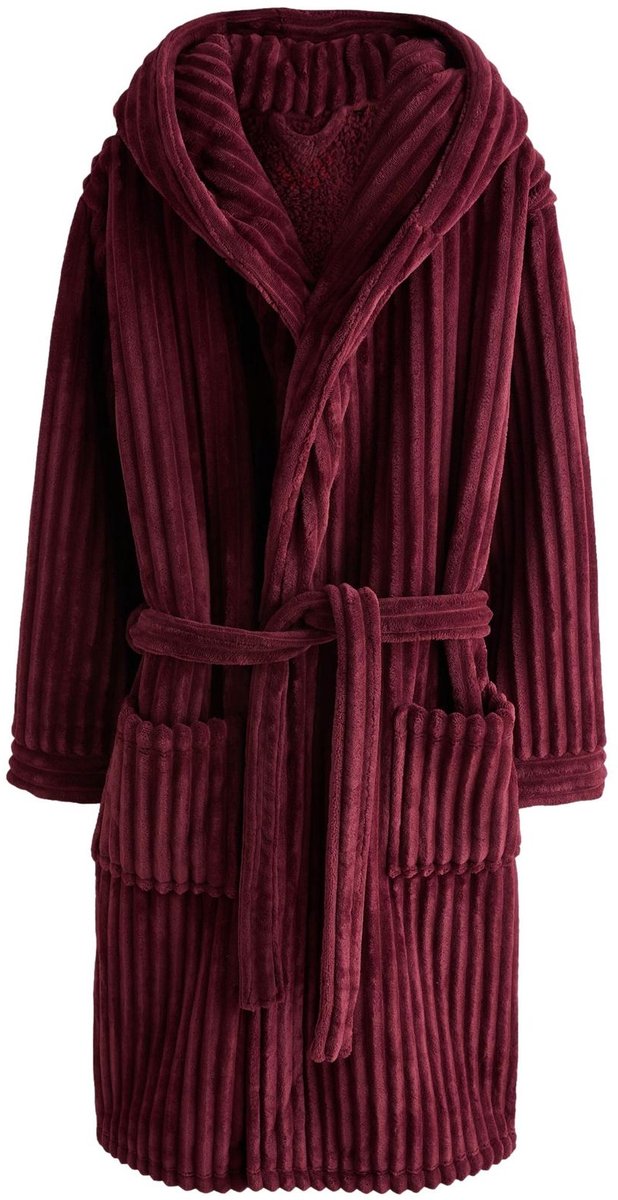 Next - Heren - Geribbelde kamerjas - Rood