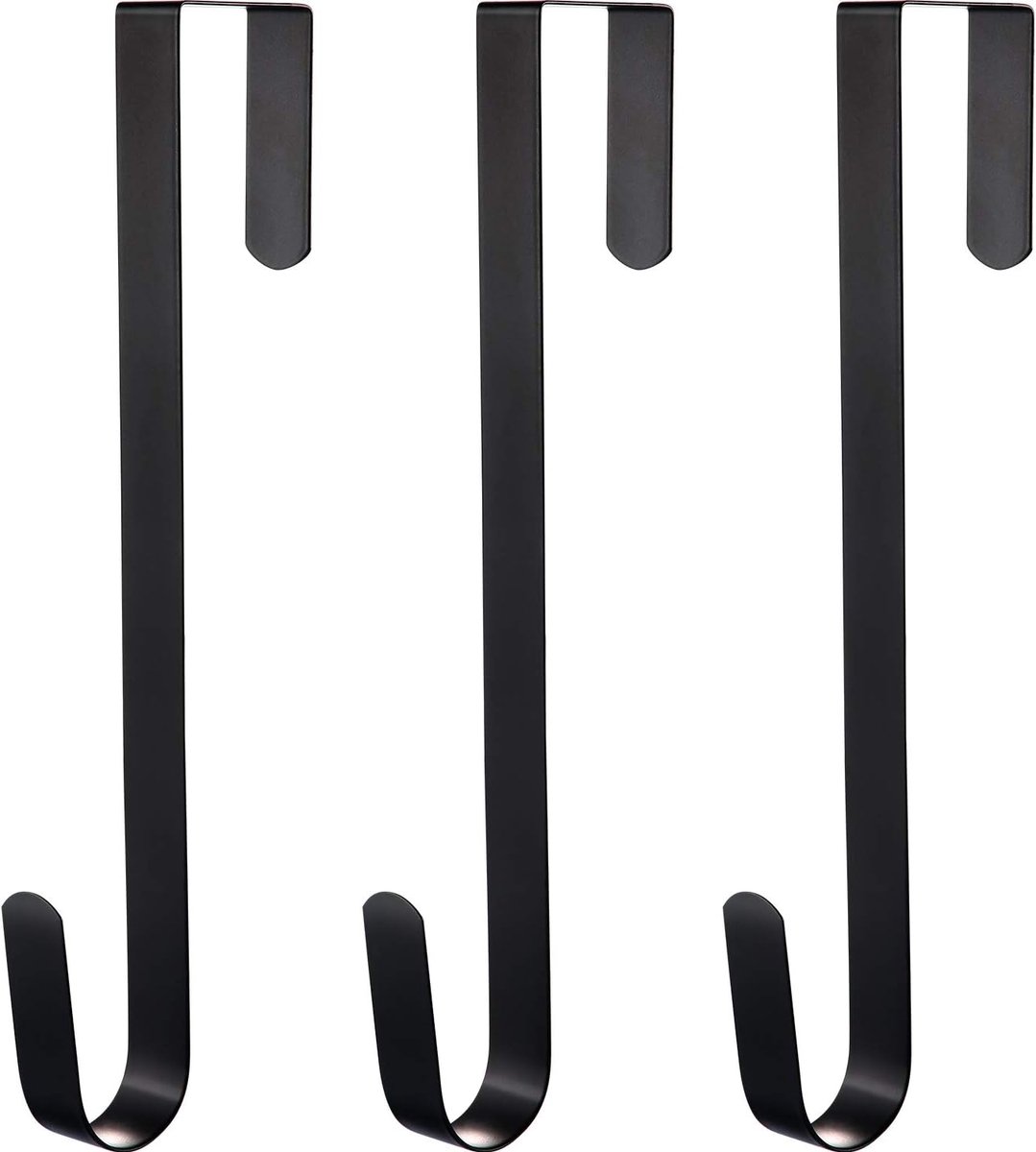 3 stuks kerstversiering metalen krans kleerhangers over de deur licht handige krans kleerhangers haken 12 Zoll zwart