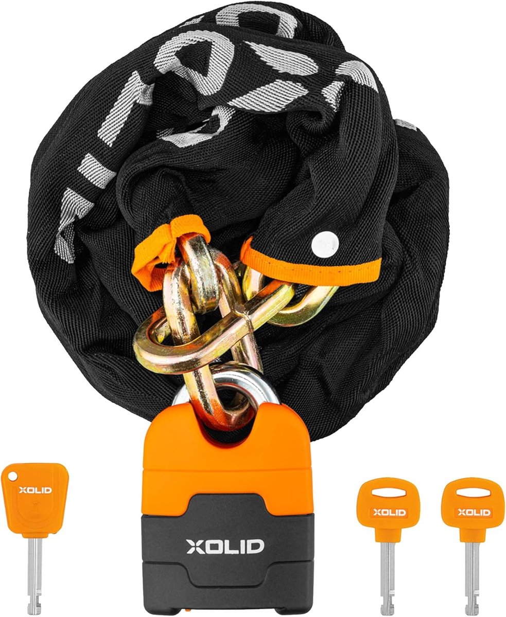 SnelShoppen - Xolid Motorfiets Slot - Geschikt voor Motoren en Scooters - ART 4 Goed Beveiligd Kettingslot 120/150 cm - Stalen Ketting met Uniek Slot