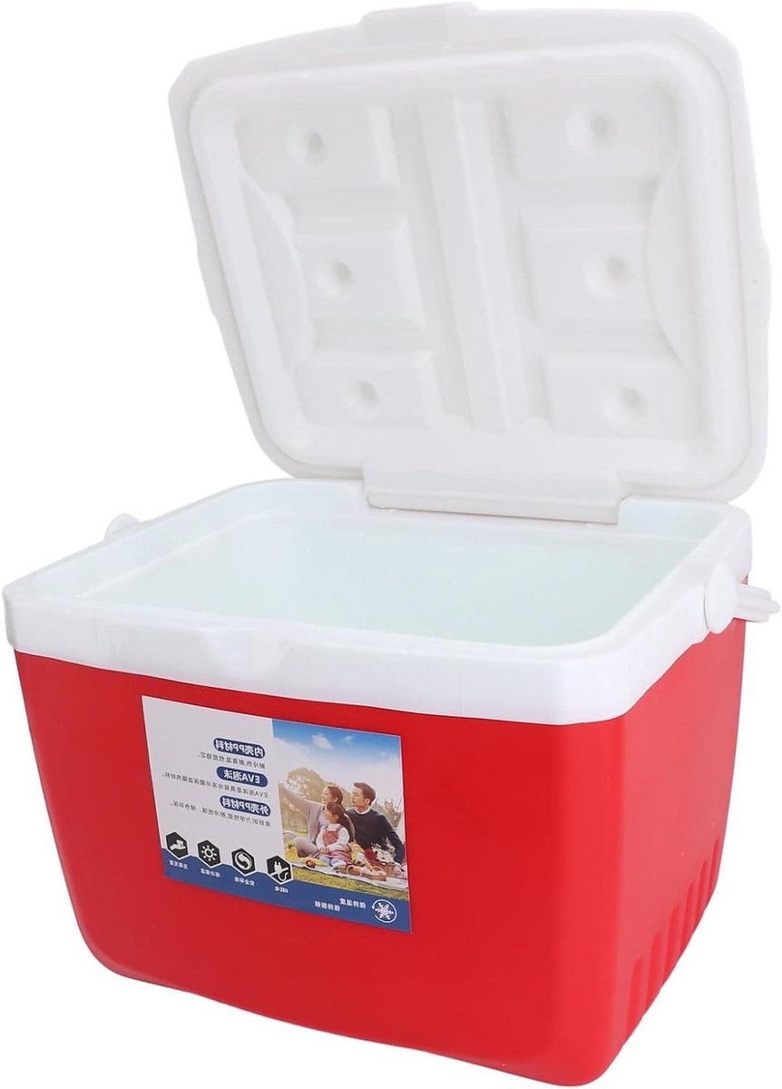 Draagbare Koeler - Picknickbox Isolerend - Buiten Eten - Luchtdicht Deksel - 13 Liter Capaciteit - Rood