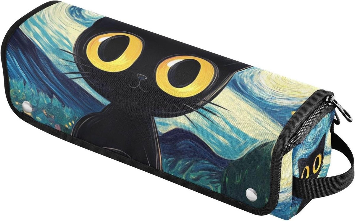 Reistas Haarstyling - Organizer Set - Reizen Opslag - Hittebestendig Mat - 37 cm Lengte - Zwart Kat Print