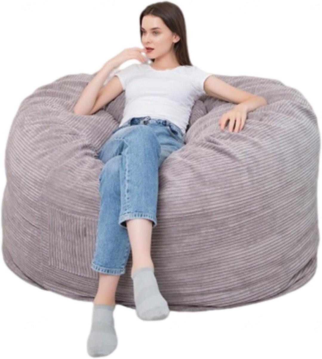 Zitzak Stoel - Lounge Stoel - Ontspannen Thuis - Gezellig Corduroy - 190x76cm - Lichtgrijs