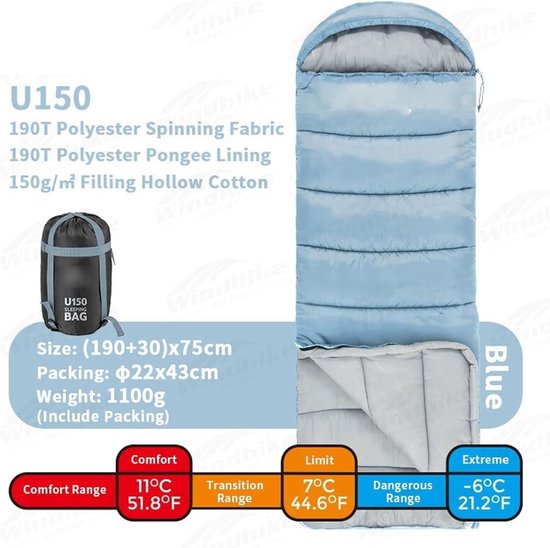 Kampeerslaapzak - Reis slaapzak - Buitenavonturen - Waterdicht en warm - One size - One Color — afbeelding 5