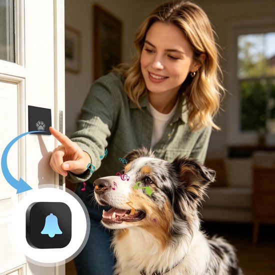 Honden Deurbel - Draadloze Bel - Huisdier Communicatie - Waterdicht Ontwerp - Compact Forma - Zwart — afbeelding 4